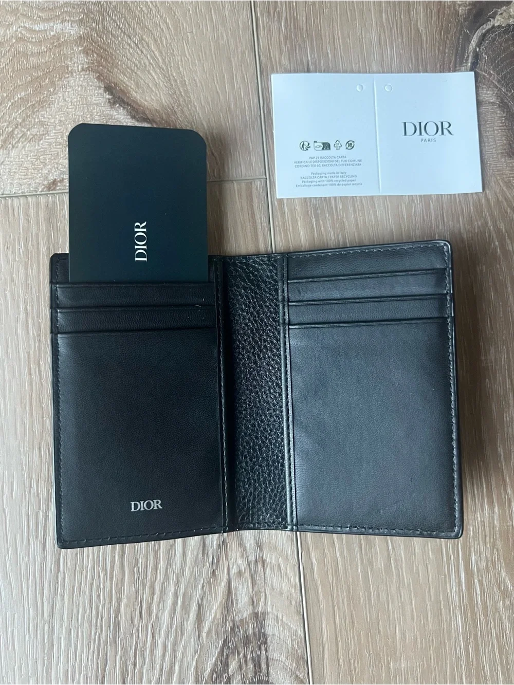 Dior Black Pebbled Leather Card & Key Holder